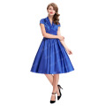 Belle Poque Blue Cap Ärmel V-Ausschnitt Günstige Vintage Retro 50er Kleid BP000032-3